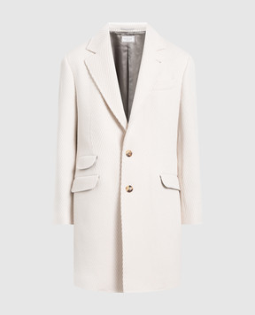 Brunello Cucinelli Светло-бежевое пальто из шерсти и кашемира MQ4949039