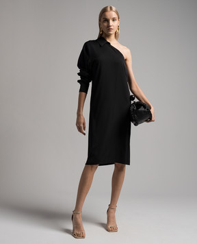 Max Mara Sportmax Черное ассиметричное платье из шелка ZURCA ZURCA