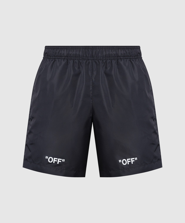 Off-White - Черные плавательные шорты с контрастным логотипом Off