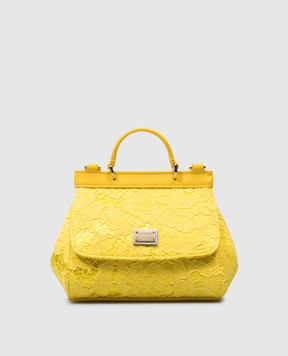 Dolce&Gabbana Детская желтая сумка Sicily с кружевом и логотипом EB0003AB011