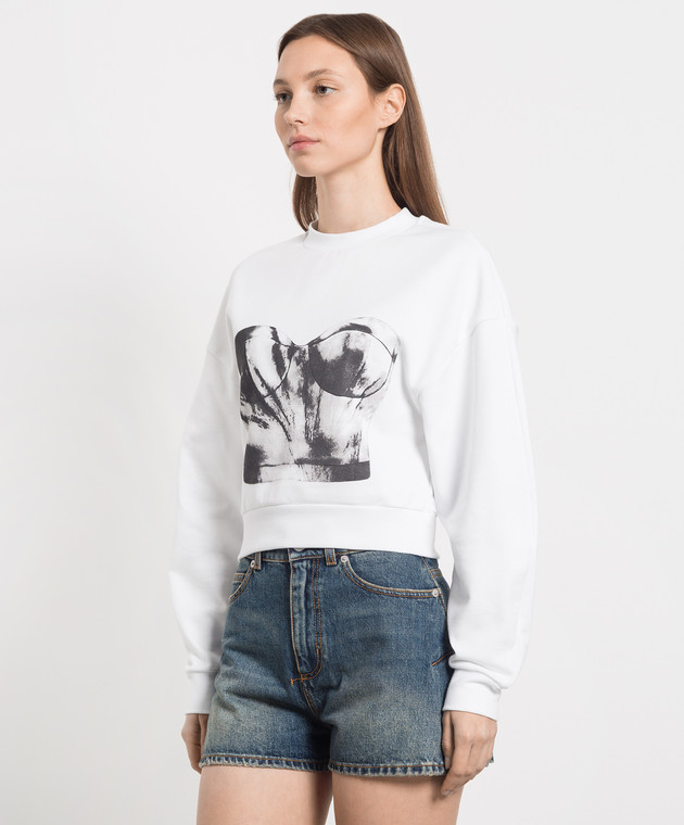 Alexander McQueen White sweatshirt with Beautier print 735221QZAHV изображение 3