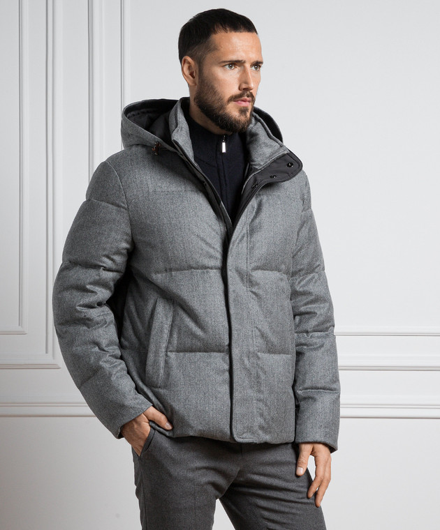 Canali Gray down jacket made of wool SR01809O40854 image 3