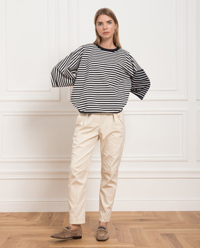 Brunello Cucinelli Светло-бежевые брюки с эколатунью MP130P8097
