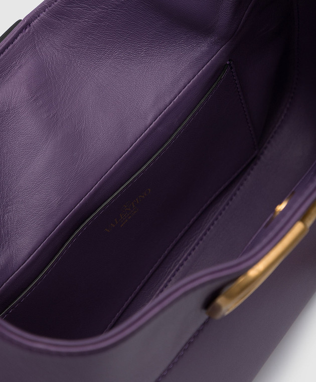 Valentino Фіолетова шкіряна сумка-трапеція Stud Sign з емблемою XW2B0K28VNL зображення 4