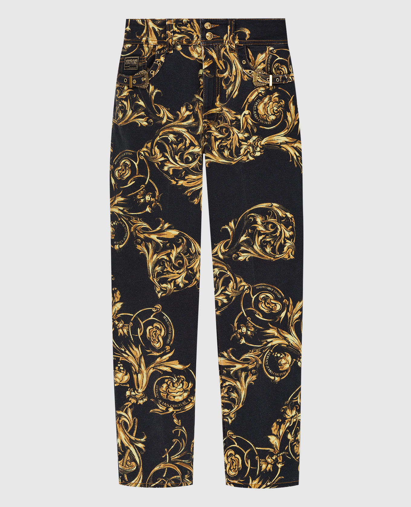 

Джинсы в узор Regalia Baroque, Черный, Прямые джинсы