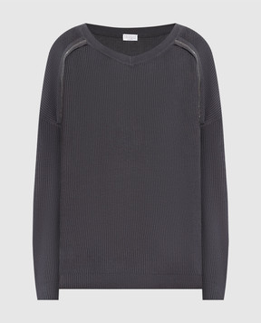 Brunello Cucinelli Сірий пуловер з ланцюжком моніль M19195802P
