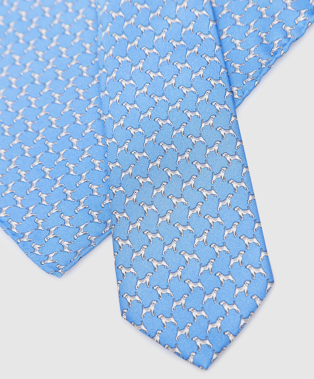 Stefano Ricci Дитячий блакитний шовковий набір з краватки та хустки-паші у візерунок YDHNG300 зображення 4