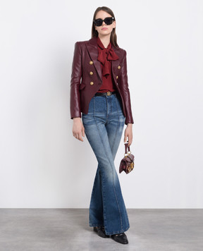 Balmain Сині джинси кльош з ефектом потертості BF1MJ075DD64