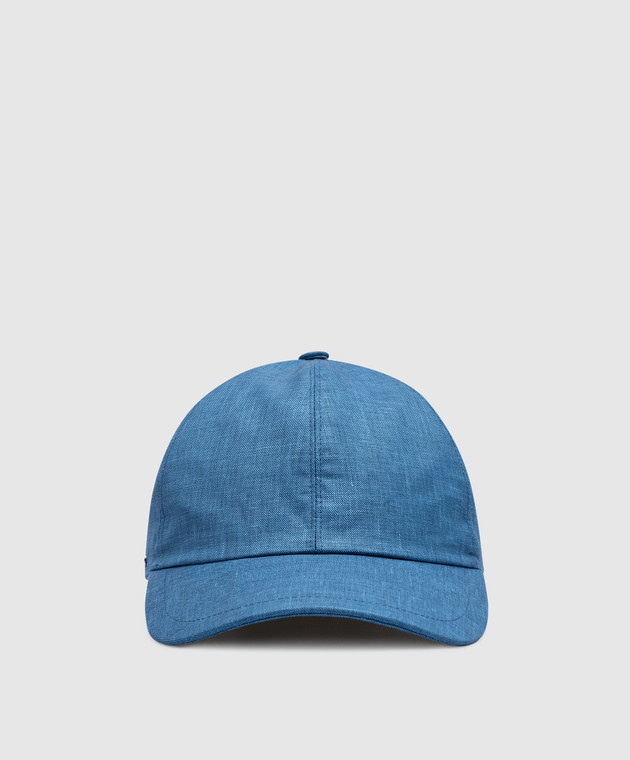 Enrico Mandelli Blue cap made of linen, wool and silk CAP4013716