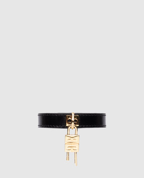 Givenchy Чорний шкіряний браслет Mini Lock з підвіскою BF20GHF047