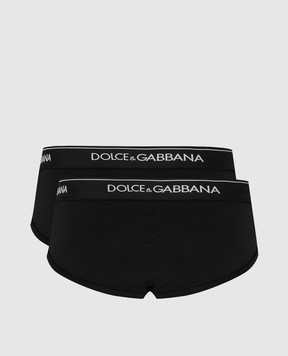 Dolce&Gabbana Набір чорних трусів-сліпів з контрастним логотипом M9C03JFUGIW