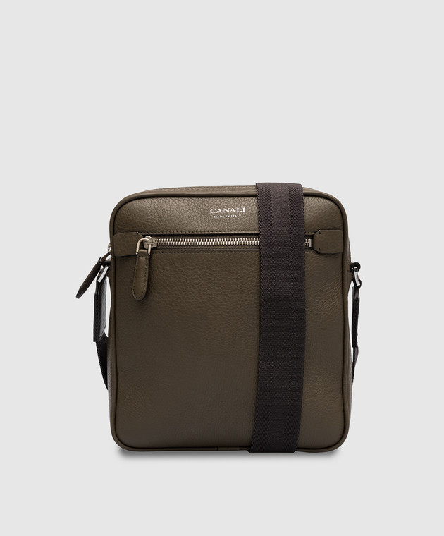 Canali Khaki logo leather shoulder bag NA00134P226001