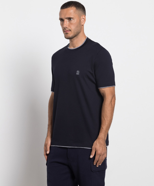 Brunello Cucinelli Синяя футболка с логотипом M0T717427G изображение 3