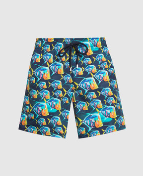 Vilebrequin Сині шорти для плавання Moorea Piranhas MOOU3B17