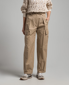 Brunello Cucinelli Коричневі штани карго з ланцюжком моніль ML180P8561
