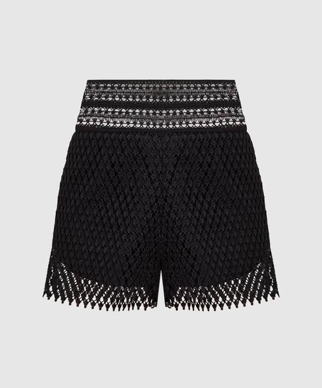 Ermanno Scervino Black openwork shorts made of macrame lace D424P305OQP