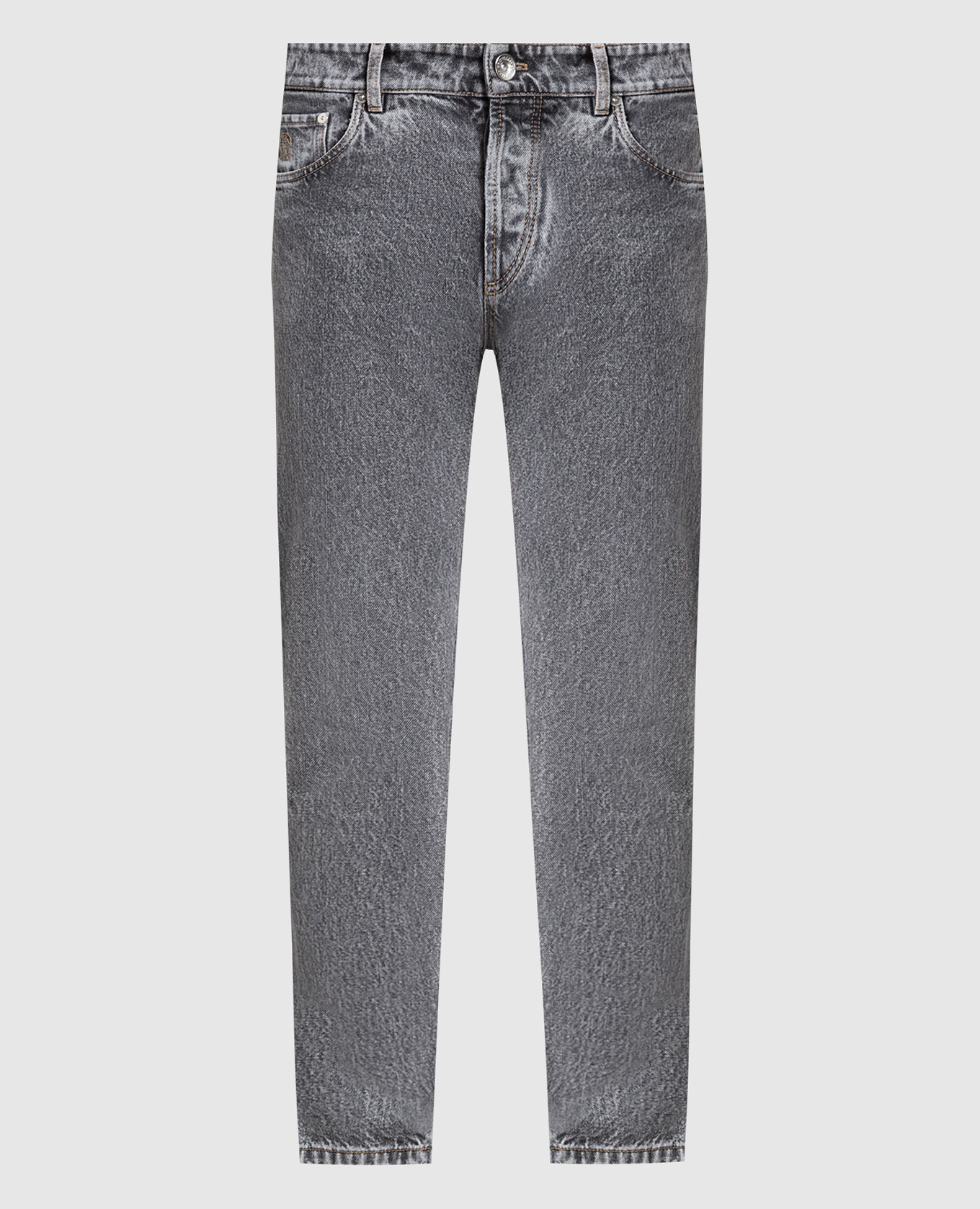Gray jeans with a distressed effect
