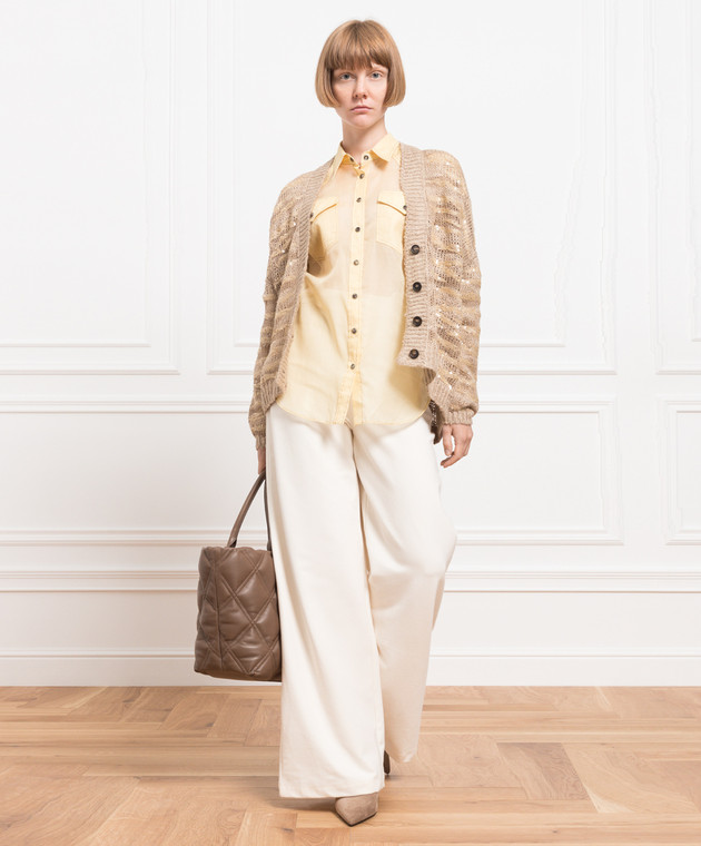 Brunello Cucinelli Бежевый кардиган с пайетками MCA386906 изображение 2