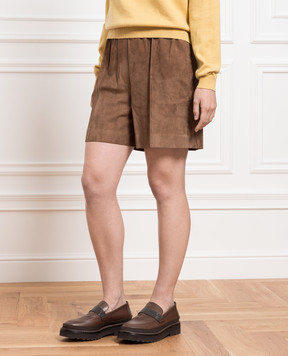 Brunello Cucinelli Коричневі замшеві шорти MPW30P8058