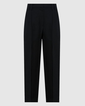 Brunello Cucinelli Чорні штани з льоном з ланцюжком моніль MH126P8292