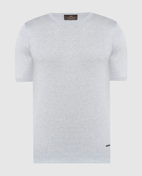 Enrico Mandelli Сіра футболка із шовку з логотипом A8K1065136