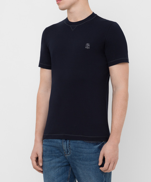 Brunello Cucinelli Темно-синяя футболка M0T611328G изображение 3