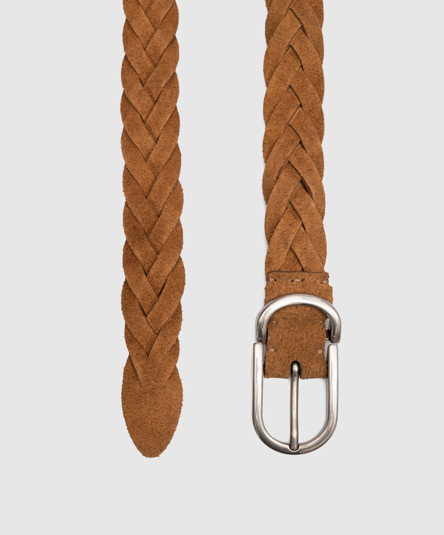 Brunello Cucinelli Brown suede braided belt MAURP333 image 4
