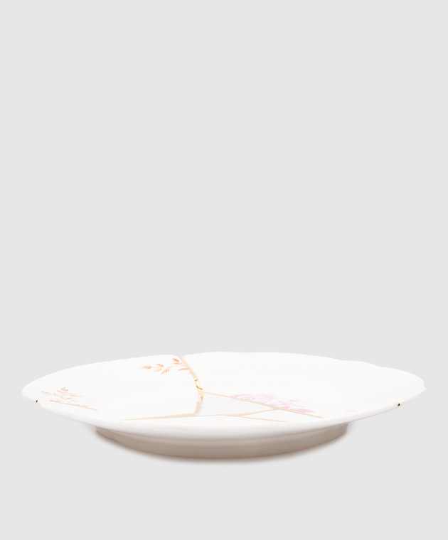SELETTI - Kintsugi white porcelain dessert plate with print and gold trim  09601 - buy with Netherlands delivery at Symbol