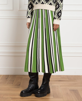 Max Mara Weekend Зелена спідниця-плісе в смужку EDITTA
