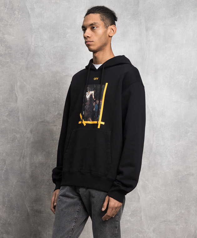 Off-White - Черное худи с принтом Караваджо OMBB097C99FLE015