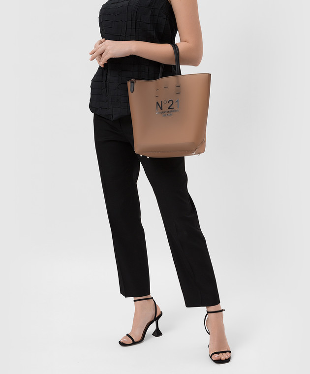 N21 Коричневая сумка-тоут с логотипом 22EBP0917LA01 изображение 2