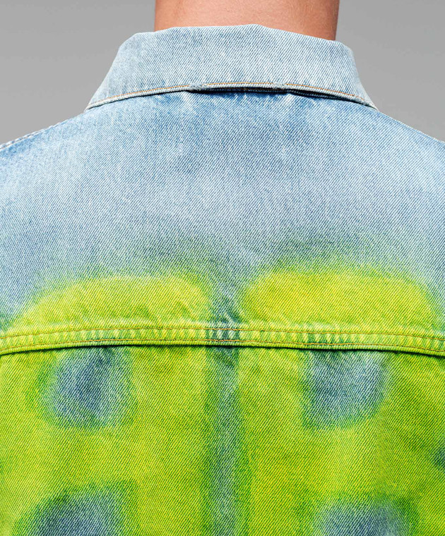 Balenciaga Голубая джинсовая куртка с принтом логотипа 678354TDW14 изображение 5