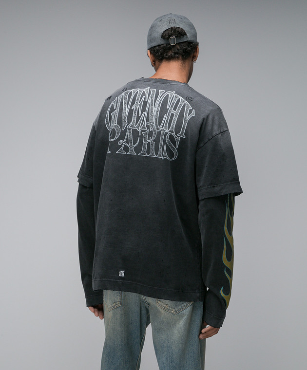 Givenchy - Черный лонгслив с принтом Givenchy Address BM71JW3YGE