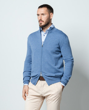 Cashmere&Whiskey Голубой меланжевый кардиган из шерсти мериноса 97396