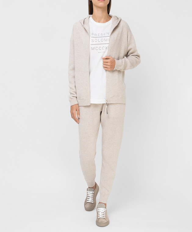 Brunello Cucinelli Бежевая спортивная кофта из кашемира M12164806 изображение 2