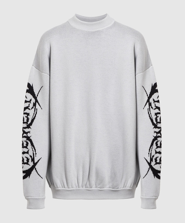 Vetements Gray wool sweater with logo pattern UE54KN160G