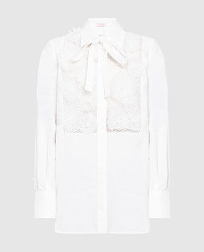 Valentino Белая блуза с цветочной аппликацией XB0AB3Q05A6