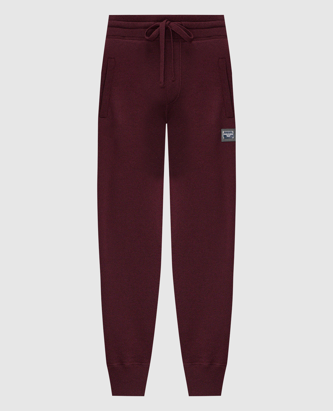 Burgundy logo wool and cashmere joggers