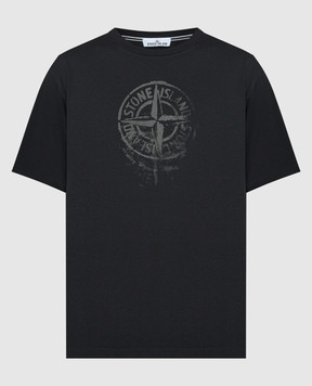 Stone Island Черная футболка с принтом Stamp One 80152RC87