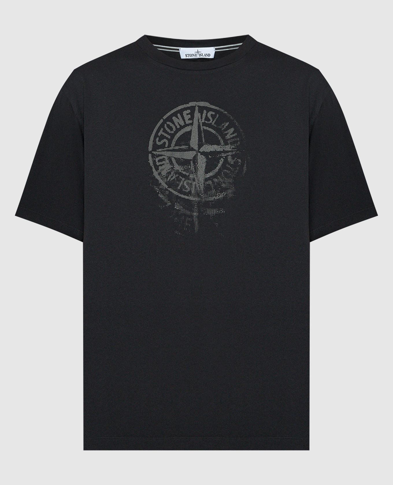 Black t-shirt with Stamp One print
