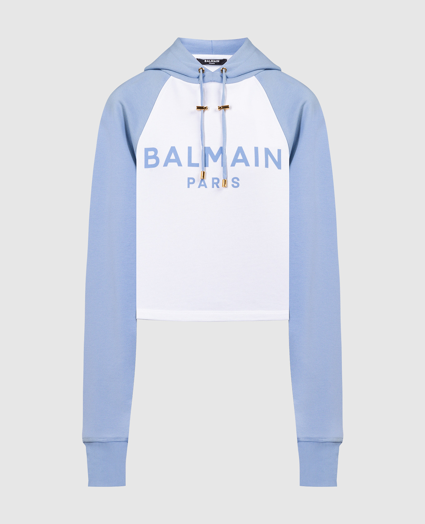 Blue hoodie with logo print