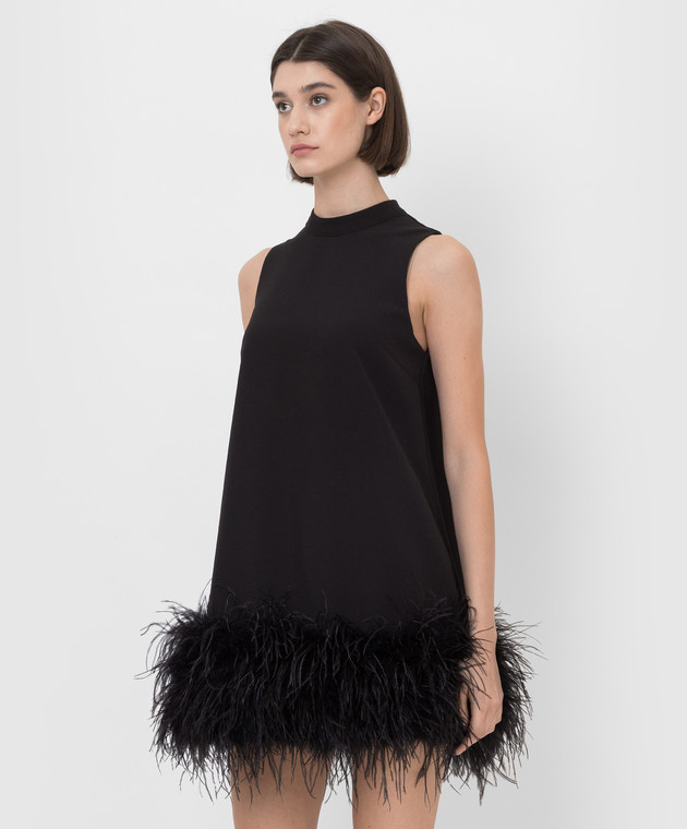 Rachel Gilbert Чорне плаття міні Linc з пір'ям 22RRG61014 зображення 3