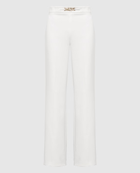 Twinset Білі штани кльош з брендованим ланцюжком 232TT2191
