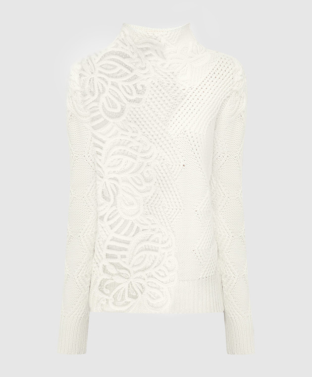Ermanno Scervino White sweater in a textured pattern D435M745APHSK