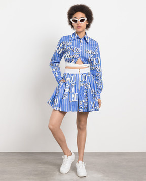 Versace Jeans Couture Сині шорти-спідниця в принт Doodle з логотипом 74HAD102NS201