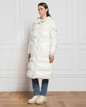Ermanno Scervino Білий пуховик з монограмою з кристалів D430A325BHXC