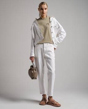 Brunello Cucinelli Футболка кольору хакі з ланцюжком моніль M0T18BB300