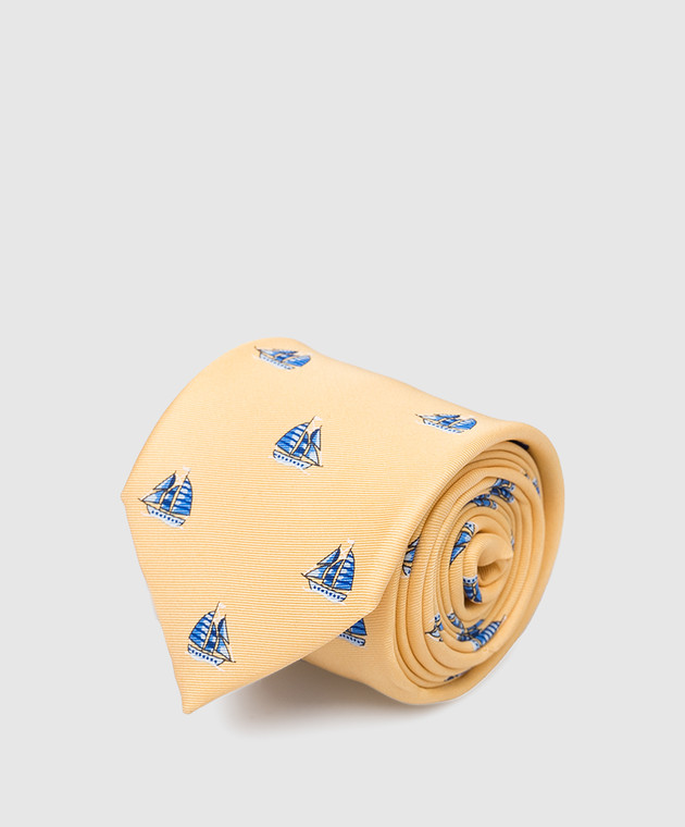 Stefano Ricci Дитяча жовта краватка із шовку у візерунок YCHNG600st