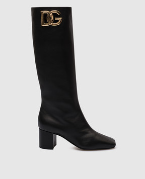 Dolce&Gabbana Чорні шкіряні чоботи з логотипом CU1067AQ513