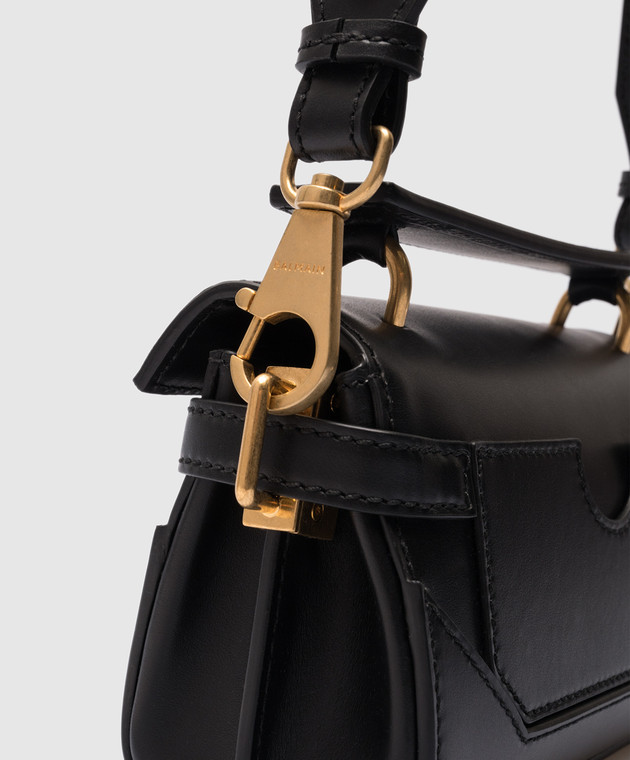 Balmain Черная кожаная сумка мини B-buzz с логотипом BN1AE742LAVE изображение 5